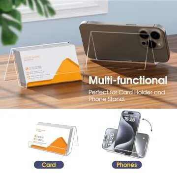MaxGear Acrylic Business Card Holder for Desk, Multiple Premium Business Card Stand for Workspace, Clear Plastic Name Cards Display Holder for Exhibition, Home and Office, Capacity: 50 Cards, 3 Pack