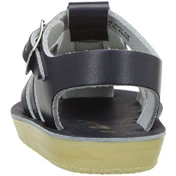 Salt Water Sandals by HOY Shoe Baby Girls Sun-San Sailor Flat Sandal, Navy, 8 Infant