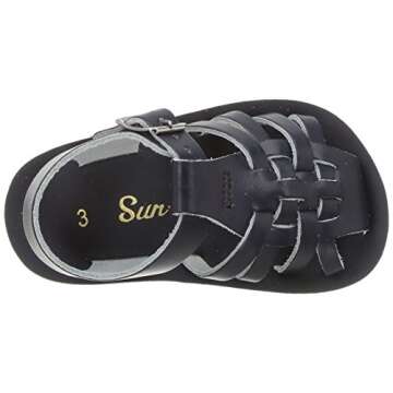 Salt Water Sandals by HOY Shoe Baby Girls Sun-San Sailor Flat Sandal, Navy, 8 Infant
