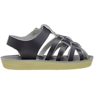 Salt Water Sandals by HOY Shoe Baby Girls Sun-San Sailor Flat Sandal, Navy, 8 Infant