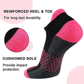 eallco Women's Ankle Socks - 6 Pairs of Cushioned Comfort
