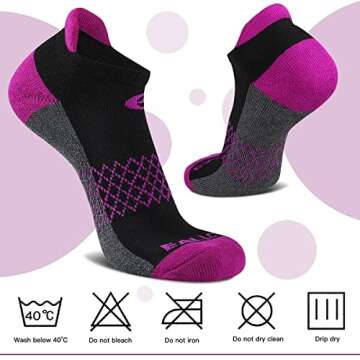 eallco Women's Ankle Socks - 6 Pairs of Cushioned Comfort