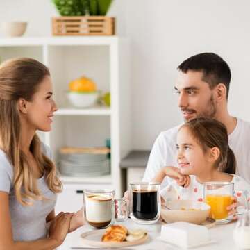 COMOME Double Walled Glass Coffee Mugs 16 OZ, Borosilicate Glass Coffee Cups Set of 4 with Spoons, Insulated Clear Coffee Mug for Hot Beverages, Cappuccino, Latte, Tea Bag.