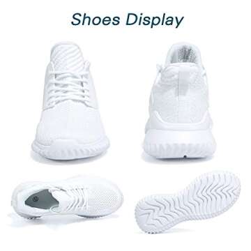 Akk White Sneakers for Women Walking Shoes Comfortable Lightweight Womens Work Casual Tennis Shoes for Gym 6 US White