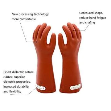 ShuangAn Electrical Insulated Rubber Gloves Electrician 12KV High Voltage Safety Protective Work Glo...