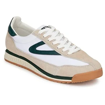 TRETORN Women's Rawlins Casual Lace-Up Sneakers, White/Green, 7.5