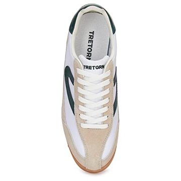 TRETORN Women's Rawlins Casual Lace-Up Sneakers, White/Green, 7.5