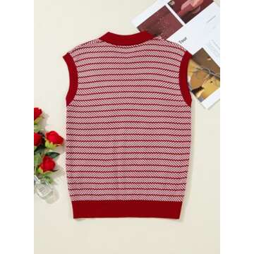 Dokotoo Women's Summer Tops Casual Striped Sweater 2025 Spring Trendy Short Sleeve V Neck Knit Blouses for Women Lightweight Color Block Pullover Shirts Top with Pocket Red Small