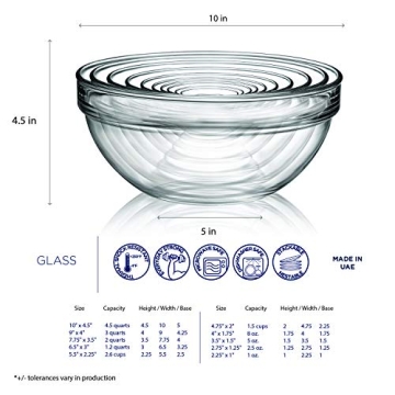 Luminarc Stackable Bowl Set: Versatile 10-Piece Glass Set