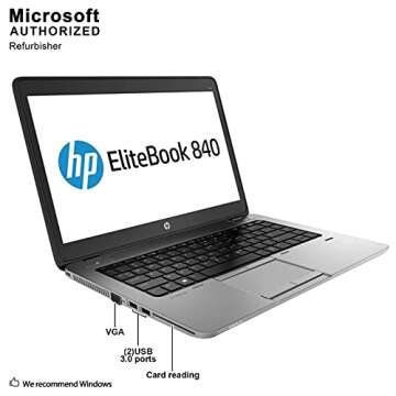 HP Elitebook 840 G1 14.0 Inch High Performanc Laptop Computer, Intel i5 4300U up to 2.9GHz, 8GB Memory, 1TB HDD, USB 3.0, Bluetooth, Window 10 Professional (Renewed)