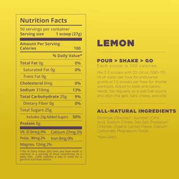 Tailwind Nutrition Endurance Fuel, Electrolyte & Hydration Sports Drink Mix Powder, Gluten-Free, Vegan, Lemon, 50 Servings