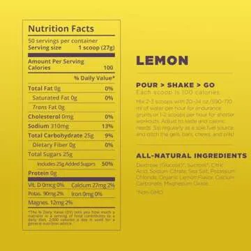 Tailwind Nutrition Endurance Fuel, Electrolyte & Hydration Sports Drink Mix Powder, Gluten-Free, Vegan, Lemon, 50 Servings