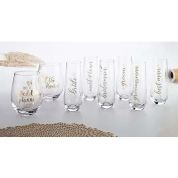 Elegant Lillian Rose Gold Maid of Honor Stemless Champagne Glass - Perfect for Weddings and Celebrat...