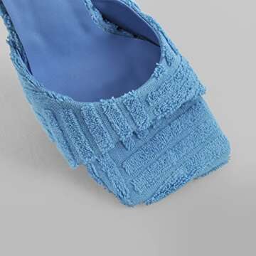 Onlymaker Women's Lace Up Chunky Heels Wide Square Toe Ankle Strappy High Block Heeled Sandals Sexy Fashion Party Dress Tie-Up Chunky Block High Heels Open Toe Wrap-Up Blue Heels Size 8