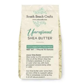 South Beach Crafts 100% Raw Unrefined Shea Butter African Grade A 1 Pound (16 oz) for Shea Creams, Soap Making, Skin, Hair and More