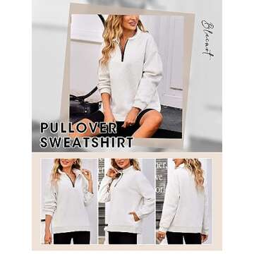 BLENCOT Women Half Zip Oversized Sweatshirt - Stylish Warmth