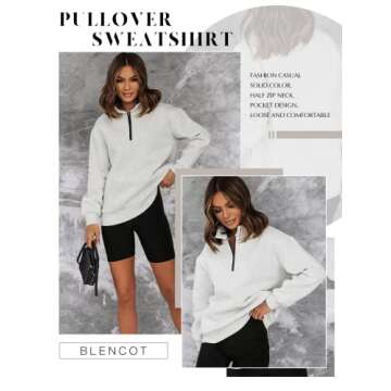 BLENCOT Women Half Zip Oversized Sweatshirt - Stylish Warmth