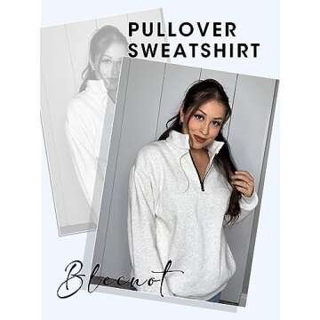 BLENCOT Women Half Zip Oversized Sweatshirt - Stylish Warmth