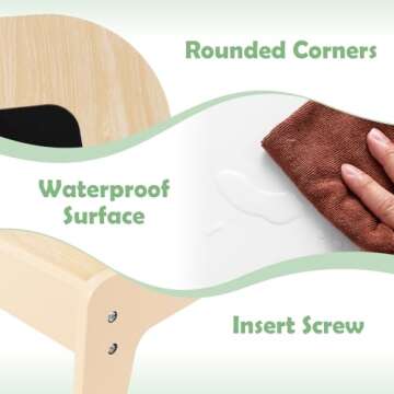 INFANS Kids Table and Chair Set, 3 in 1 Wooden Activity Table with Removable Tabletop, Blackboard and Whiteboard for Toddlers Arts Crafts Drawing Reading Playing, Playroom Nursery (Natural)