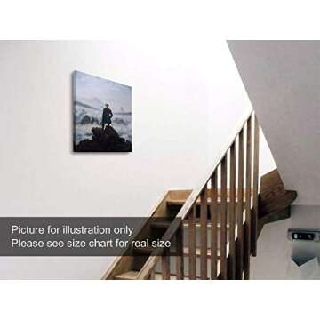 Niwo ART - Wanderer above the Sea of Fog, World's Most Famous Paintings Series, Canvas Wall Art Home Decor, Gallery Wrapped, Stretched, Framed Ready to Hang (16"x12"x3/4")