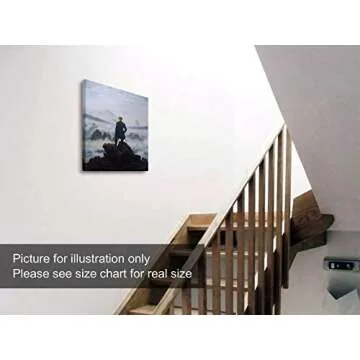 Niwo ART - Wanderer above the Sea of Fog, World's Most Famous Paintings Series, Canvas Wall Art Home Decor, Gallery Wrapped, Stretched, Framed Ready to Hang (16"x12"x3/4")