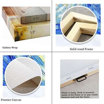 Niwo ART - Wanderer above the Sea of Fog, World's Most Famous Paintings Series, Canvas Wall Art Home Decor, Gallery Wrapped, Stretched, Framed Ready to Hang (16"x12"x3/4")