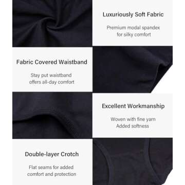 wirarpa Women's Modal Underwear Soft High Waist Briefs Ladies Panties 4 Pack (Regular & Plus Size)