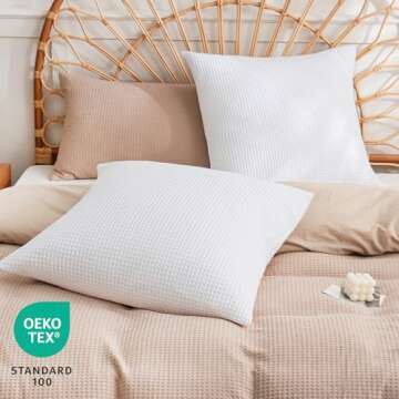 PHF 100% Cotton Waffle Weave Throw Pillow Cover, 24" x 24", No Filling, 2 Pack Elegant Home Decorati...