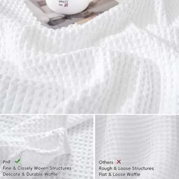 PHF 100% Cotton Waffle Weave Throw Pillow Cover, 24" x 24", No Filling, 2 Pack Elegant Home Decorative Square Throw Pillow Covers for Bed Couch Sofa, White