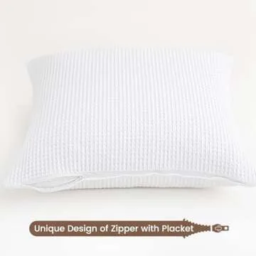 PHF 100% Cotton Waffle Weave Throw Pillow Cover, 24" x 24", No Filling, 2 Pack Elegant Home Decorative Square Throw Pillow Covers for Bed Couch Sofa, White