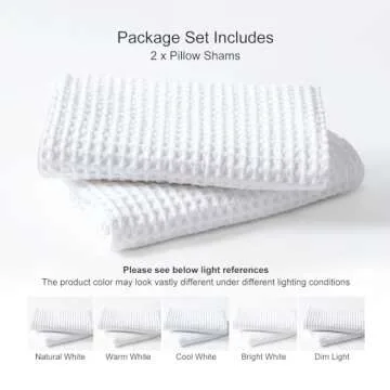 PHF 100% Cotton Waffle Weave Throw Pillow Cover, 24" x 24", No Filling, 2 Pack Elegant Home Decorative Square Throw Pillow Covers for Bed Couch Sofa, White