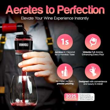 Vinvoli Deluxe Red Wine Aerator Decanter - Unique Three-Stage Aeration, Sediment Filter, No-Drip Sta...