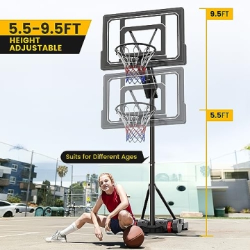 Atufare Portable Basketball Hoop Outdoor Adjustable 5.5FT-9.5FT