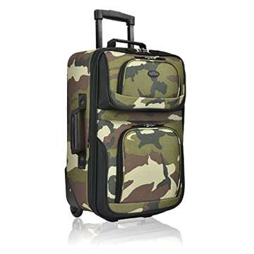 U.S. Traveler Rio Lightweight Carry-On Suitcase 20" Softside Expandable Design, Durable, Business and Travel, Camouflage, Set