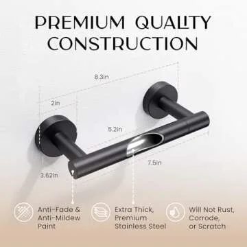 Day Moon™ Matte Black Toilet Paper Holder - Black Toilet Paper Holder Wall Mount - Modern Toilet Paper Roll Holder Black Matte Toilet Paper Holder - Black Bathroom Toilet Paper Holder