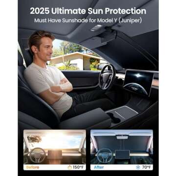 REEVAA 2025 Tesla New Model Y Sunshade Windshield - Tailored Fit, 99% Sun Protection