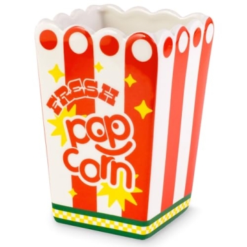 ban.do Decorative Ceramic Vase, Tall Vase for Centerpiece, Popcorn Bucket, Unique Vase for Home/Kitc...