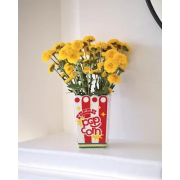 ban.do Decorative Ceramic Vase, Tall Vase for Centerpiece, Popcorn Bucket, Unique Vase for Home/Kitchen/Office Decor, Popcorn Bag
