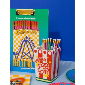 ban.do Decorative Ceramic Vase, Tall Vase for Centerpiece, Popcorn Bucket, Unique Vase for Home/Kitchen/Office Decor, Popcorn Bag