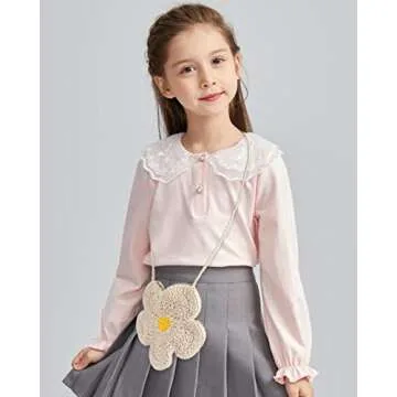 Minache Girls Fashion Flower Crochet Crossbody Purse