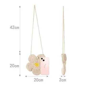 Minache Girls Fashion Flower Crochet Crossbody Purse