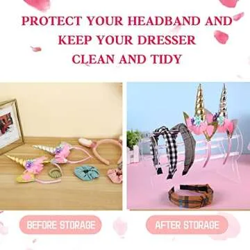 Hipcheer Headband Holder Organizer,Clear Crown Holds Hair Ties And Jewelry,Clear Acrylic Headband Stand For Girls Women Gifts