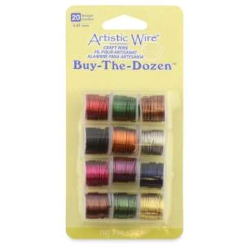 Artistic Wire, 20 Gauge / .81 mm Tarnish Resistant Colored Copper Craft Wire, Buy-The-Dozen, Assorte...