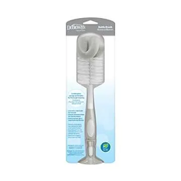 Dr. Brown's Baby Bottle Cleaning Brush with Sponge, Scrubber and Nipple Cleaner, Grey 1 Pack