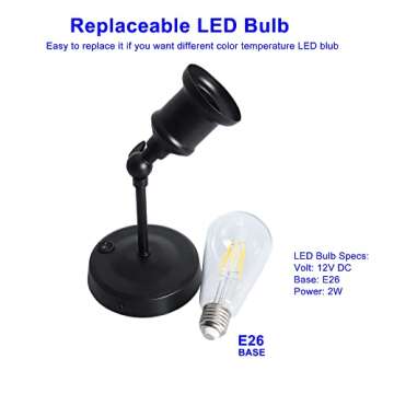 Maichis 12V LED RV Wall Sconce Light Fixture with ON/Off Switch, RV LED Bedside Reading Lamp with E26 LED Bulb (Included), 3000K Warm White Interior Light for RV, Boat, Marine, Motorhome, Caravan