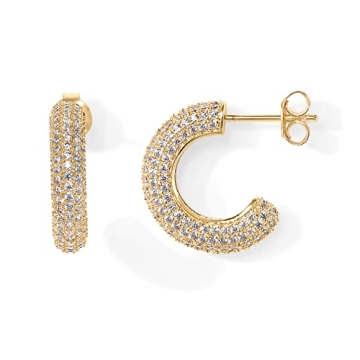 PAVOI 14K Gold Plated Cubic Zirconia Hoop Earrings