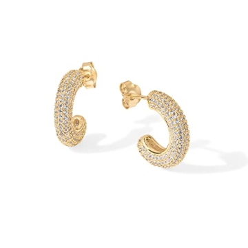 PAVOI 14K Gold Plated Cubic Zirconia Hoop Earrings