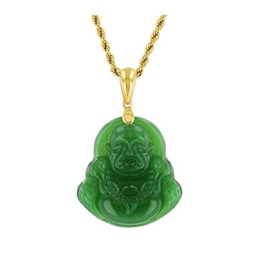 Green Jade Buddha Pendant Necklace for Luck and Style