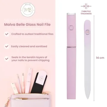 Malva Belle Best Crystal Glass Nail File for Women - Nail File & Travel Case - Nail File Set - Heavy Duty Nail File for Natural Nails, Gel - Professional Nail Shaper – Nail Essentials - Lilac 2mm