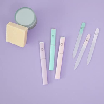 Malva Belle Best Crystal Glass Nail File for Women - Nail File & Travel Case - Nail File Set - Heavy Duty Nail File for Natural Nails, Gel - Professional Nail Shaper – Nail Essentials - Lilac 2mm